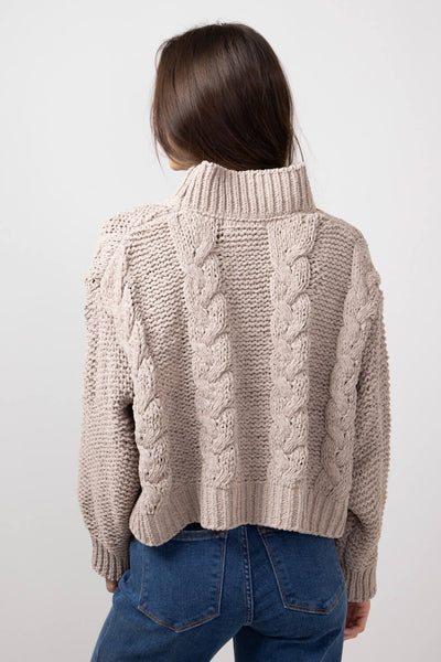 Simply Southern Braid Cropped Sweater for Women in Tan PP 0224 SWTR Glik s