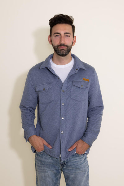 Simply Southern Mens Shirts Quilted Button Down Shacket for Men in Indigo