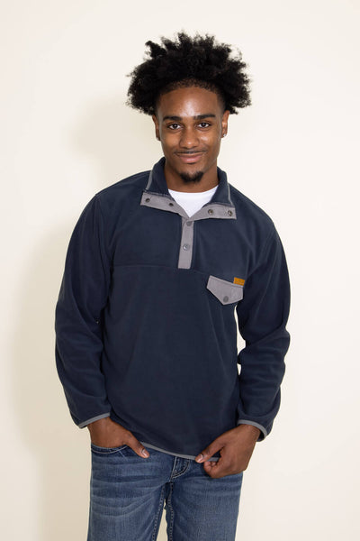 Simply Southern Men's Snap Fleece Pullover for Men in Blue
