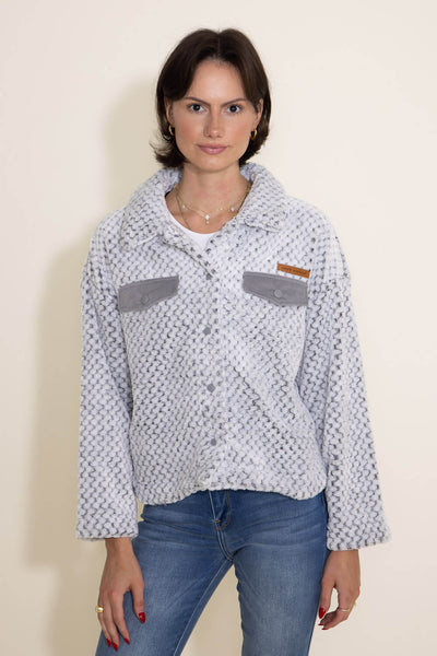Simply Southern Womens Shacket Soft Cropped Shacket for Women in White
