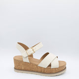 Soda Clever Criss Cross Platform Sandals for Women in Beige