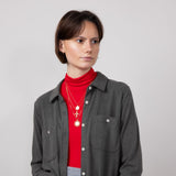 Thread & Supply Lewis Soft Luxe Button Up Shirt for Women in Black Olive