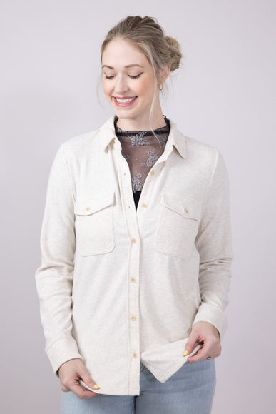 Thread & Supply Cassin Soft Luxe Button Up Shirt in Heather Oatmeal
