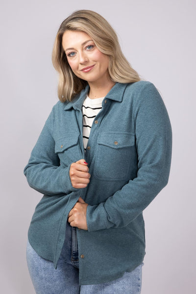 Thread & Supply Cassin Soft Luxe Button Up Shirt in Spruce Heather