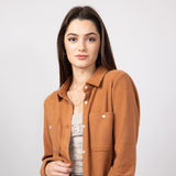 Thread & Supply Lewis Soft Luxe Button Up Shirt for Women in Pecan Heather