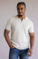 Vintage Summer Striped Knit Sweater Polo for Men in Tan