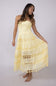 Eyelet Lace Strapless Midi Dress for Women in Yellow