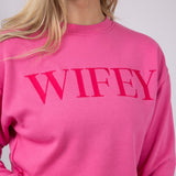1897 Active Embroidered Wifey Sweatshirt for Women in Pink