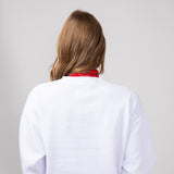 1897 Active Embroidered Weekend Fleece Crewneck for Women in White