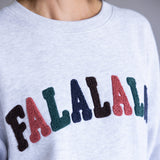 1897 Active Falalala Patch Embroidered Fleece Sweatshirt for Women in Ice Grey