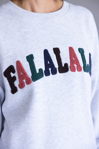 1897 Active Falalala Patch Embroidered Fleece Sweatshirt for Women in Ice Grey