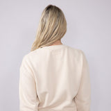 1897 Active Embroidered Wifey Fleece Sweatshirt for Women in Cream
