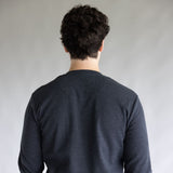 1897 Original Solid Henley Thermal Long Sleeve Shirt for Men in Charcoal
