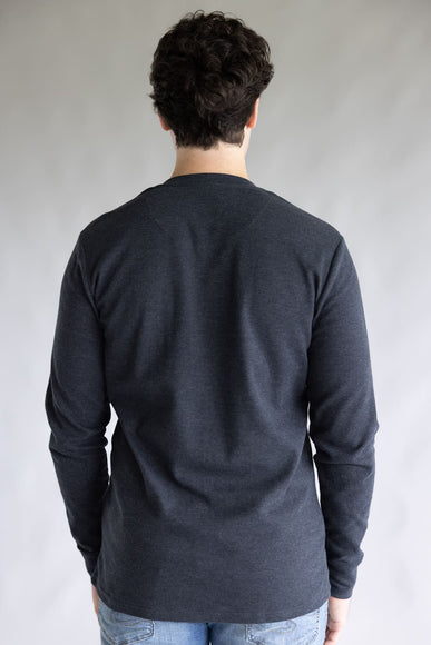 1897 Original Solid Henley Thermal Long Sleeve Shirt for Men in Charcoal