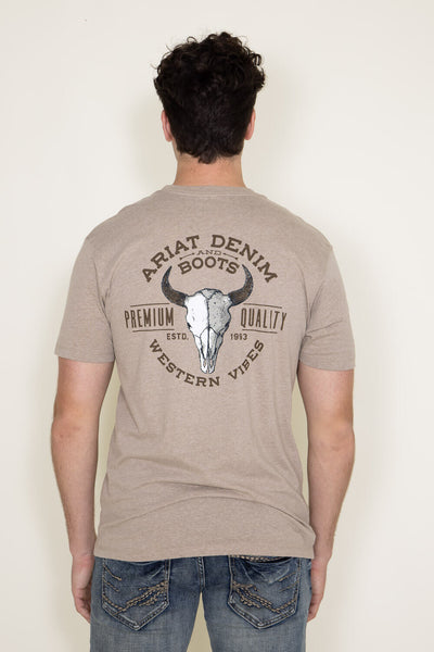 Ariat Bison Skull T-Shirt for Men in Oatmeal