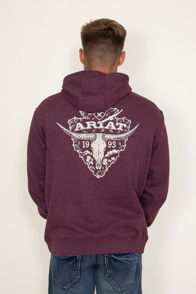 Ariat Logo Arrowhead Hoodie for Men in Berry Purple