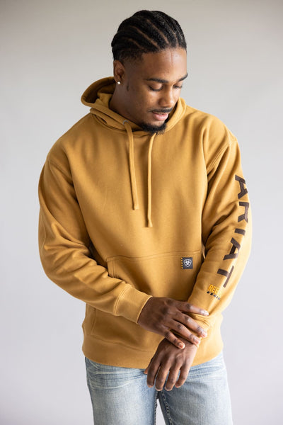 Ariat Rebar Graphic Hoodie for Men in Dijon Yellow