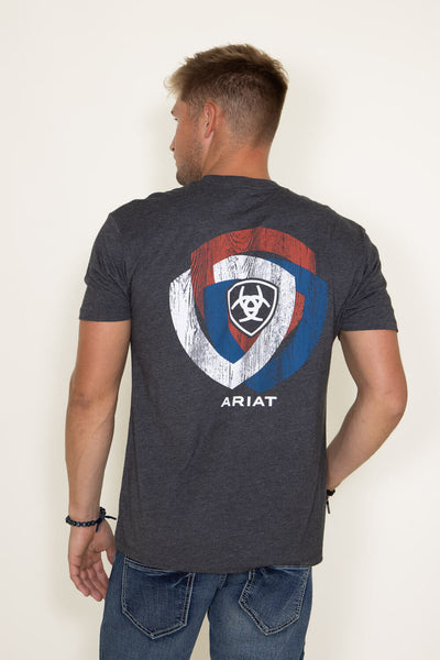 Ariat Wooden Badges T-Shirt for Men in Charcoal