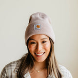 Carhartt Knit Cuffed Beanie for Women in Faded Pink