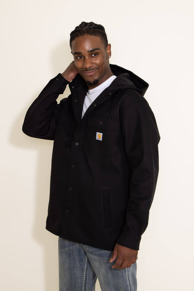 Carhartt Rain Defender Heavyweight Hooded Shirt Jacket for Men in Black