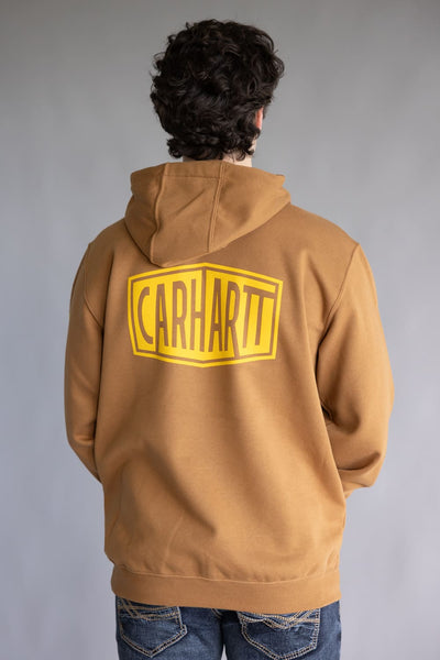 Carhartt Rain Defender Midweight Logo Sleeve Hoodie for Men in Brown | 107030-BRN BROWN