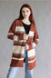 Color Block Striped Cardigan for Women in Wine