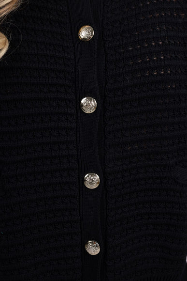 Elan Cap Sleeve Cardigan for Women in Black