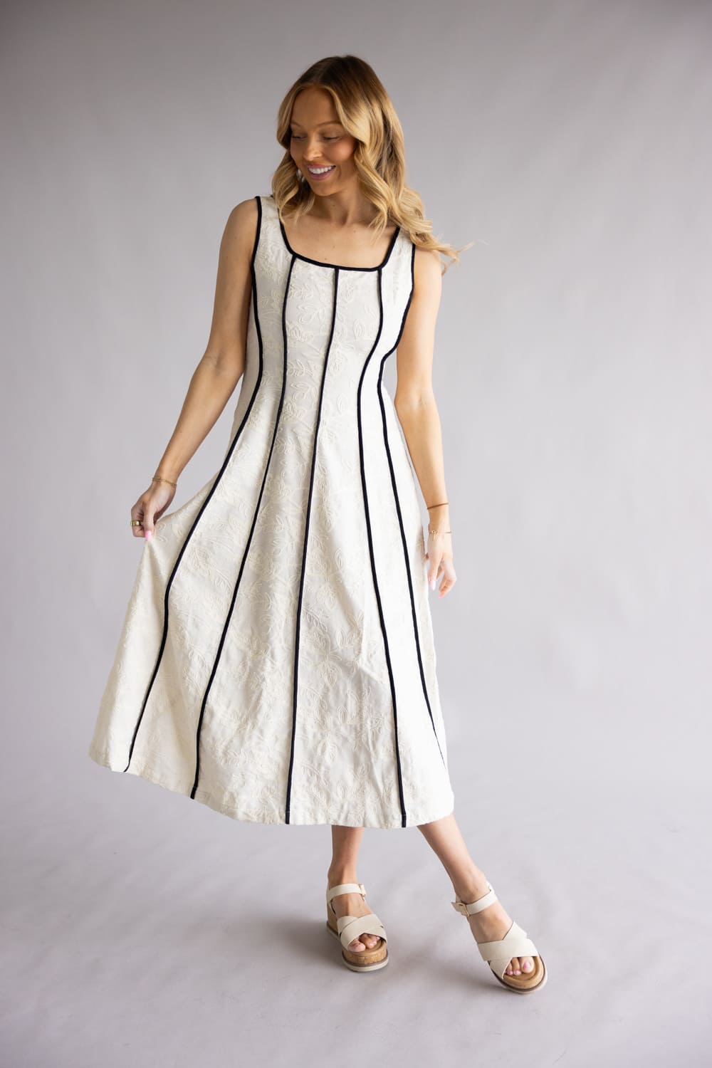 Illa Illa Textured Linen Midi Dress for Women in Natural