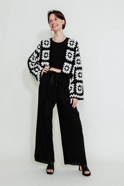 Pleated Smock Waist Pants for Women in Black