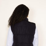Love Tree Front Pocket Cropped Puffer Vest for Women in Black