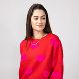 Miracle Multi Hearts Sweater for Women in Red
