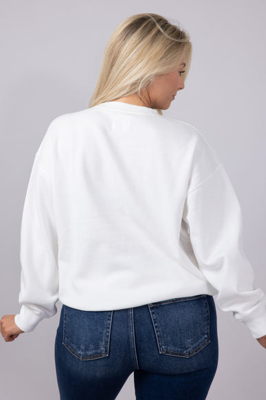 1897 Active Merry and Bright Fleece Embroidered Fleece Sweatshirt for Women in White