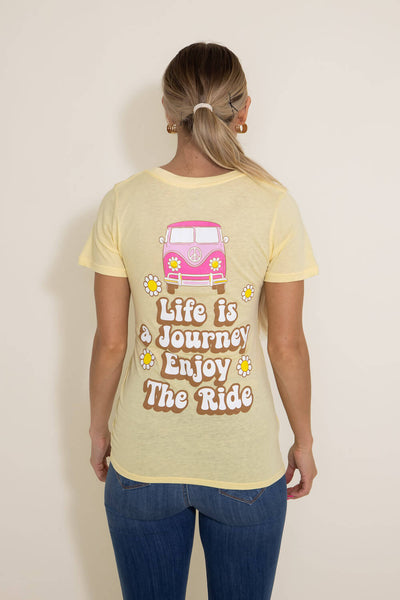 Simply Southern Life is a journey T-Shirt for Women in Yellow