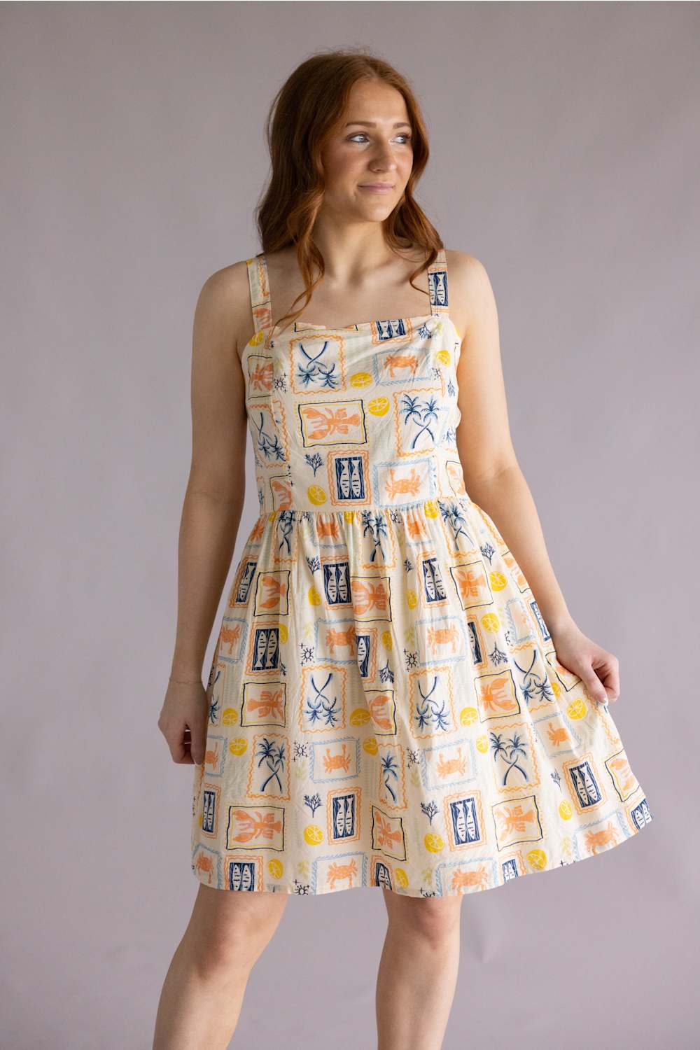 Simply Southern Seaside Patch Dress for Women in Lobster
