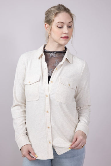 Thread & Supply Cassin Soft Luxe Button Up Shirt in Heather Oatmeal