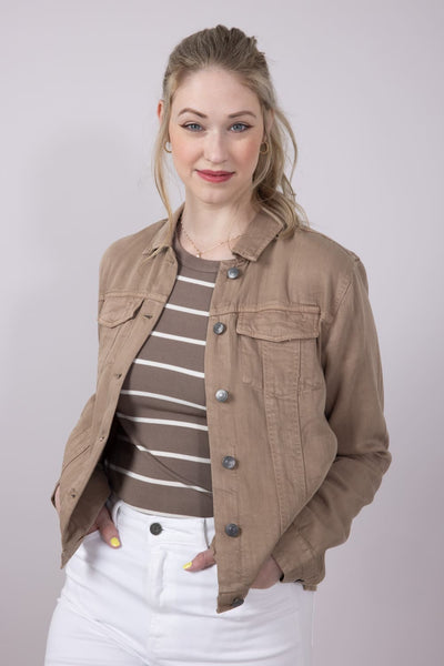 Thread & Supply Jackie Denim Jacket for Women in Taupe