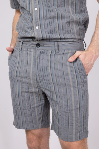 Union Paloma Seersucker 8” Shorts for Men in Grey