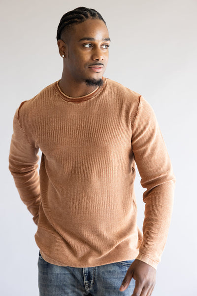 Weatherproof Twill Stonewash Sweater for Men in Gingerbread