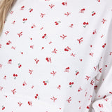 1897 Active Embroidered All Over Print Cherry & Bows Hoodie for Women in Ivory