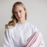 1897 Active Embroidered Bow Fleece Crewneck for Women in Ice Grey