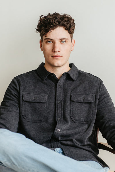 1897 Original Solid Fleece Shacket for Men in Charcoal