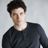 1897 Original Solid Henley Thermal Long Sleeve Shirt for Men in Charcoal