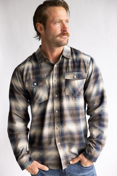 1897 Original Plaid Flannel Shirt for Men in Navy Green