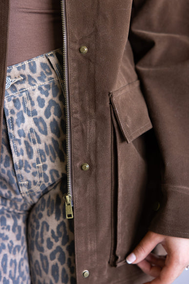 Aaron & Amber Suede Barn Jacket for Women in Brown