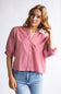 Gingham Split Neck Button Front Top for Women in Red