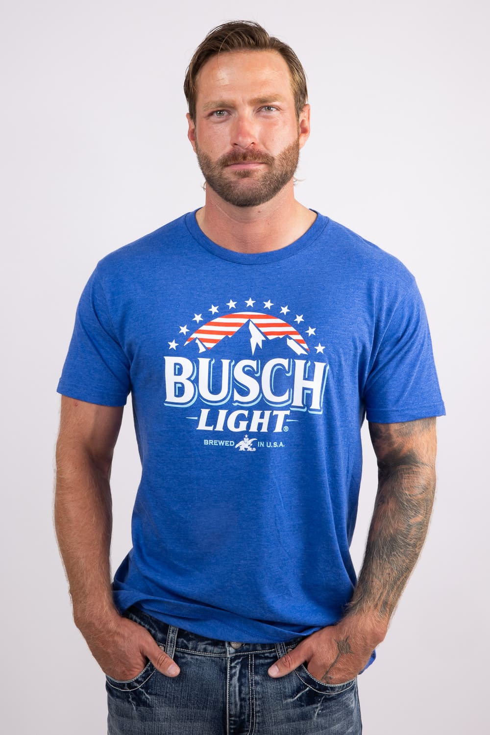 Busch Light USA T-Shirt for Men in Blue | 17100-101B - XL / Blue, image size:1000x1499