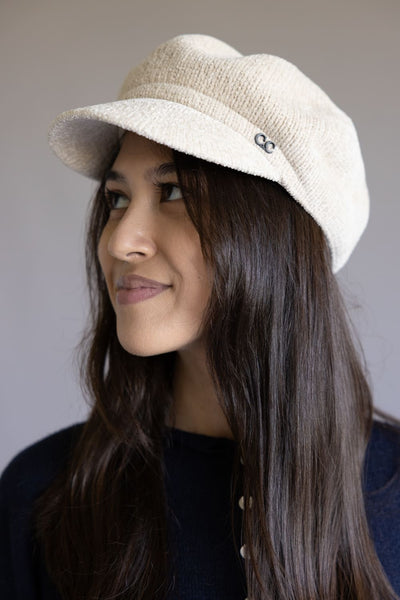 C.C. Newsboy Knitted Cap for Women in Beige