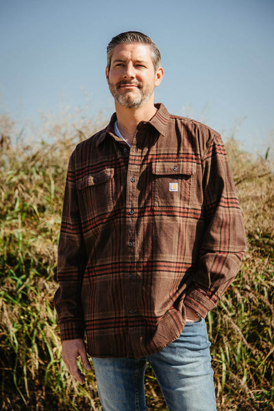 Carhartt Heavyweight Plaid Flannel for Men in Chestnut Brown