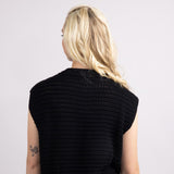 Elan Cap Sleeve Cardigan for Women in Black