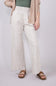 Smocked Waist Linen Wide Pants for Women in Taupe